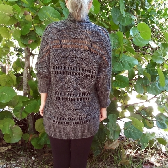 Express wool alpaca blend‎ gray open cardigan - Picture 3 of 11